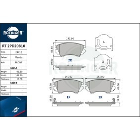 Achetez des Plaquettes de frein ROTINGER RT 2PD20810 à prix pour 45,89 €