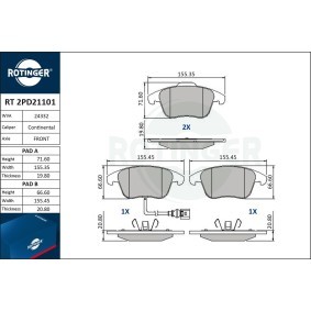 Achetez des Plaquettes de frein ROTINGER RT 2PD21101 à prix pour 55,96 €