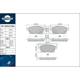 Bremsbeläge RT 2PD21700 von ROTINGER günstig für 46,65 € online kaufen