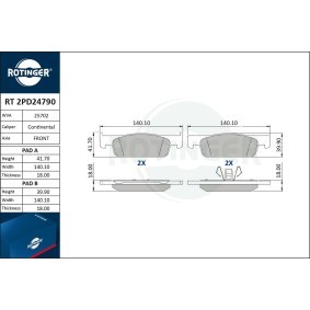 Achetez des Plaquettes de frein ROTINGER RT 2PD24790 à prix pour 30,38 €