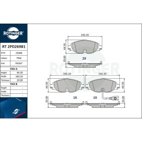 Achetez des Plaquettes de frein ROTINGER RT 2PD26981 à prix pour 48,81 €