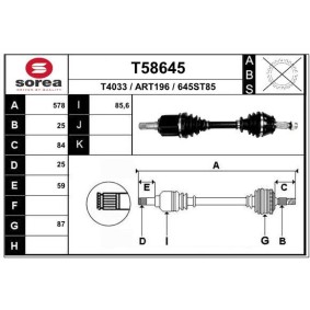 Compre Veio de transmissão da EAI T58645 a um preço baixo por 117,37 €
