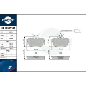 Achetez des Plaquettes de frein ROTINGER RT 1PD17332 à prix pour 46,50 €