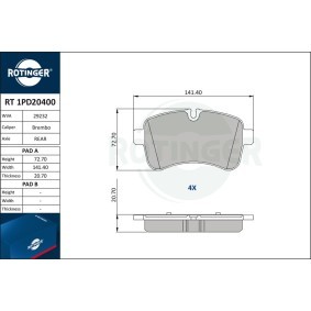 Achetez des Plaquettes de frein ROTINGER RT 1PD20400 à prix pour 72,77 €