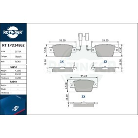 Achetez des Plaquettes de frein ROTINGER RT 1PD24862 à prix pour 36,52 €