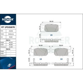 Achetez des Plaquettes de frein ROTINGER RT 1PD26870 à prix pour 50,77 €