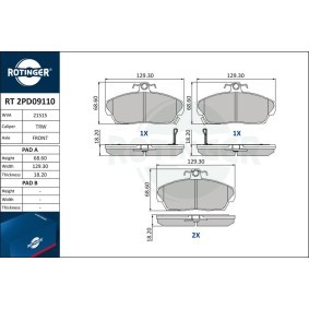 Achetez des Plaquettes de frein ROTINGER RT 2PD09110 à prix pour 47,52 €