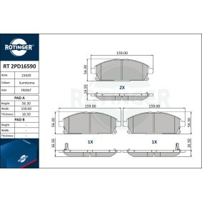 Bremsbeläge RT 2PD16590 von ROTINGER günstig für 48,10 € online kaufen