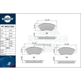 Achetez des Plaquettes de frein ROTINGER RT 2PD17201 à prix pour 52,94 €