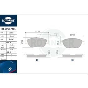 Achetez des Plaquettes de frein ROTINGER RT 2PD17211 à prix pour 46,54 €