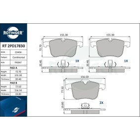 Achetez des Plaquettes de frein ROTINGER RT 2PD17830 à prix pour 70,93 €