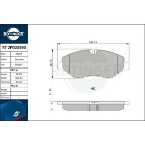 Achetez des Plaquettes de frein ROTINGER RT 2PD20390 à prix pour 66,75 €