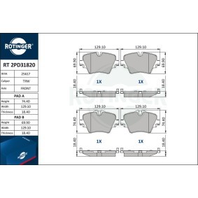 Achetez des Plaquettes de frein ROTINGER RT 2PD31820 à prix pour 64,58 €