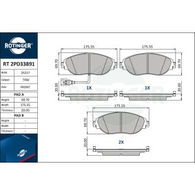 Achetez des Plaquettes de frein ROTINGER RT 2PD33891 à prix pour 87,72 €