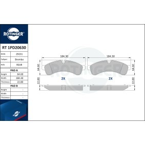 Achetez des Plaquettes de frein ROTINGER RT 1PD20630 à prix pour 67,71 €