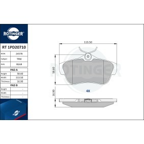 Achetez des Plaquettes de frein ROTINGER RT 1PD20710 à prix pour 44,51 €