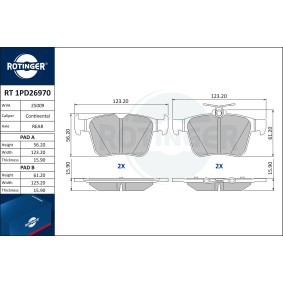Achetez des Plaquettes de frein ROTINGER RT 1PD26970 à prix pour 43,57 €
