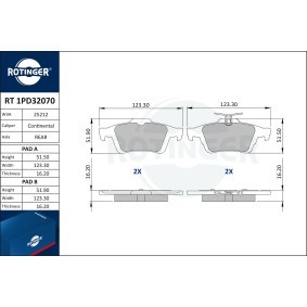 Achetez des Plaquettes de frein ROTINGER RT 1PD32070 à prix pour 40,34 €