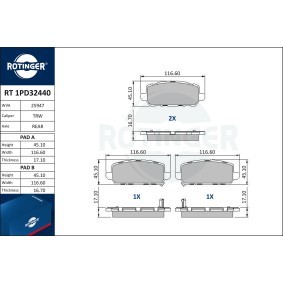 Achetez des Plaquettes de frein ROTINGER RT 1PD32440 à prix pour 48,51 €