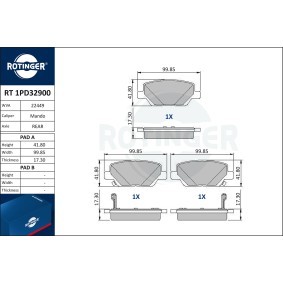 Achetez des Plaquettes de frein ROTINGER RT 1PD32900 à prix pour 47,44 €