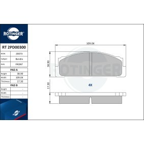 Achetez des Plaquettes de frein ROTINGER RT 2PD00300 à prix pour 28,29 €