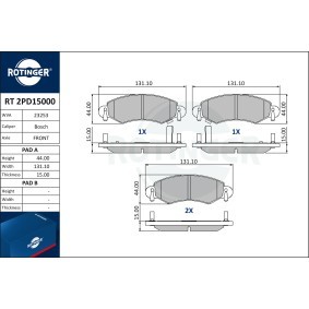 Achetez des Plaquettes de frein ROTINGER RT 2PD15000 à prix pour 37,17 €