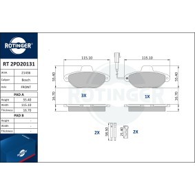 Achetez des Plaquettes de frein ROTINGER RT 2PD20131 à prix pour 31,46 €