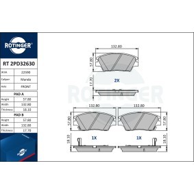 Achetez des Plaquettes de frein ROTINGER RT 2PD32630 à prix pour 80,23 €