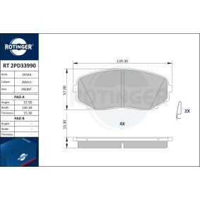 Achetez des Plaquettes de frein ROTINGER RT 2PD33990 à prix pour 57,92 €