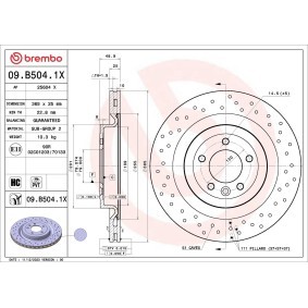 Bremsscheibe 09.B504.1X von BREMBO günstig für 158,21 € online kaufen