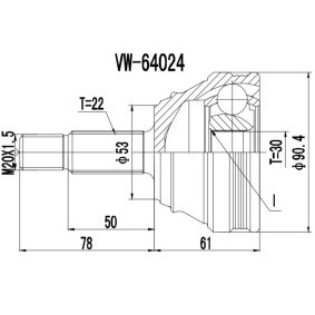 Gelenksatz, Antriebswelle 77-VW-060 von PROCARO günstig für 38,74 € online kaufen