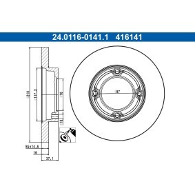 Bremsscheibe 24.0116-0141.1 von ATE günstig für 35,85 € online kaufen