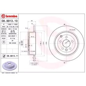 Bremsscheibe 08.9913.11 von BREMBO günstig für 41,22 € online kaufen