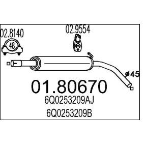 Compre Silenciador central de MTS online para Polo Sedan (9A4, 9A2, 9N2, 9A6) a preços moderados