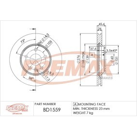Bremsscheibe BD-1559 von FREMAX günstig für 94,15 € online kaufen