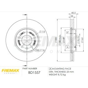 Bremsscheibe BD-1557 von FREMAX günstig für 144,06 € online kaufen
