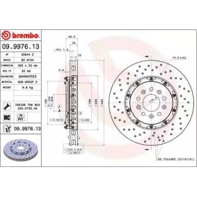 Osta Jarrulevy BREMBO:llä 09.9976.13 edullisesti hintaan 582,41 €