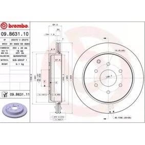 Kjøp Bremseskive av BREMBO 09.B631.11 til den lave prisen 874,06 NOK