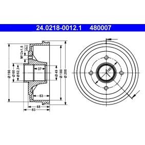 Achetez des Tambour de frein ATE 24.0218-0012.1 à prix pour 95,74 €