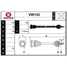 Compre Veio de transmissão da SERA VW153 a um preço baixo por 159,30 €
