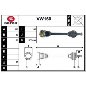 Compre Veio de transmissão da SERA VW160 a um preço baixo por 177,45 €