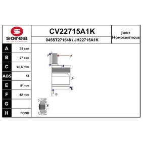 Gelenksatz, Antriebswelle CV22715A1K von EAI günstig für 59,47 € online kaufen