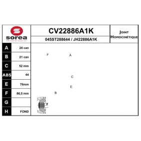 Gelenksatz, Antriebswelle CV22886A1K von EAI günstig für 53,81 € online kaufen
