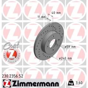 Achetez des Disque de frein ZIMMERMANN 230.2356.52 à prix pour 60,36 €