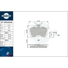 Achetez des Plaquettes de frein ROTINGER RT 1PD16260 à prix pour 36,30 €