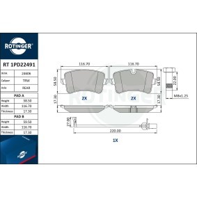 Achetez des Plaquettes de frein ROTINGER RT 1PD22491 à prix pour 42,10 €