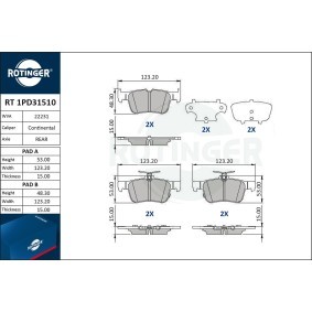 Achetez des Plaquettes de frein ROTINGER RT 1PD31510 à prix pour 34,03 €