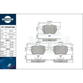 Achetez des Plaquettes de frein ROTINGER RT 2PD09780 à prix pour 38,81 €