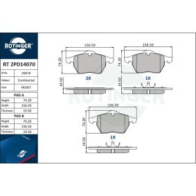 Achetez des Plaquettes de frein ROTINGER RT 2PD14070 à prix pour 38,85 €