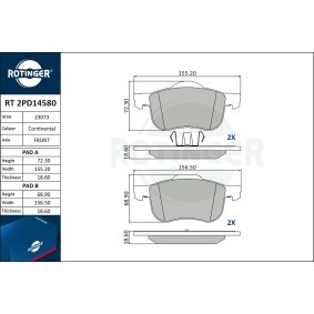 Achetez des Plaquettes de frein ROTINGER RT 2PD14580 à prix pour 40,06 €